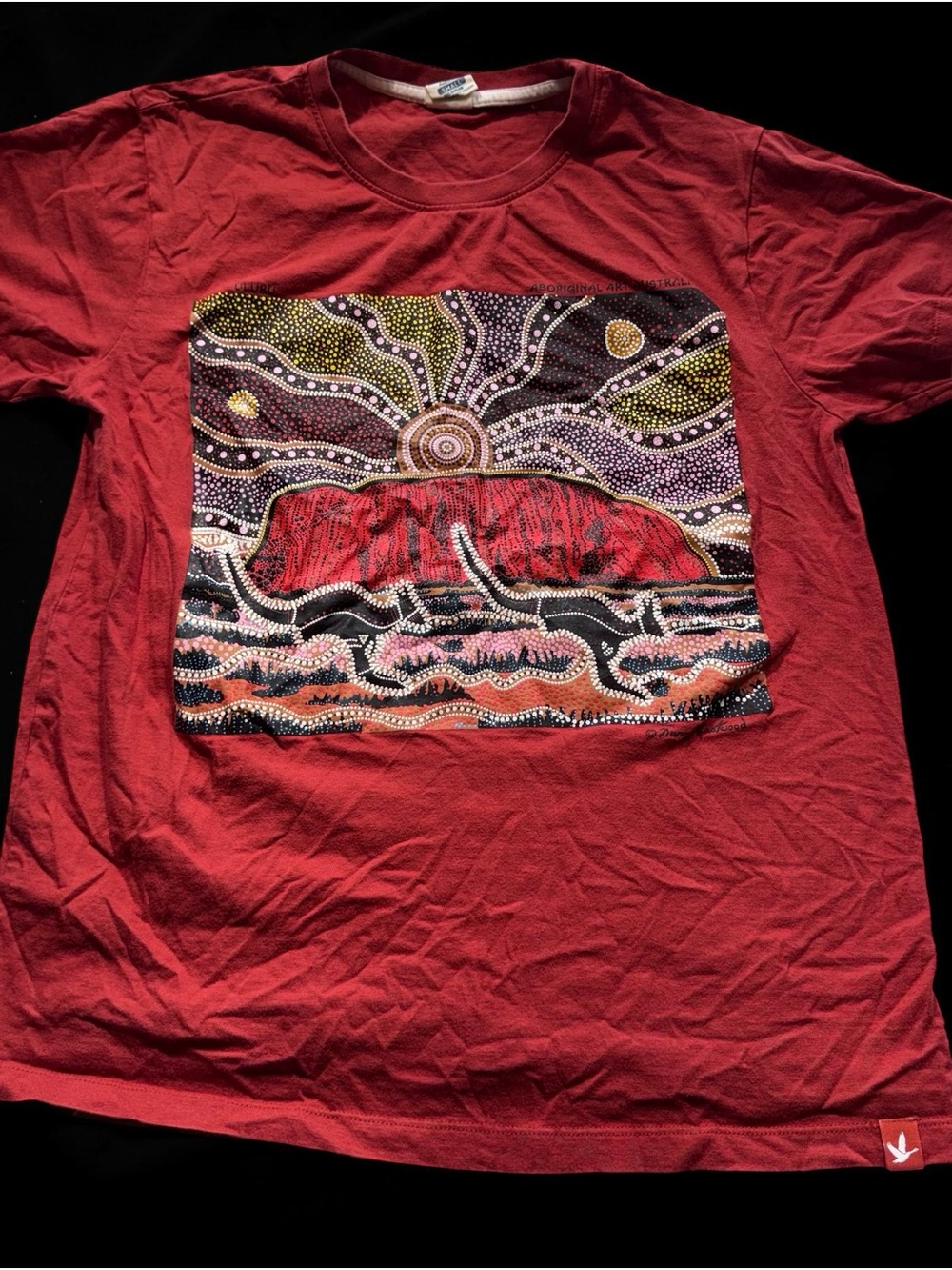 Men's Red Graphic T-Shirt with Aboriginal Art Print